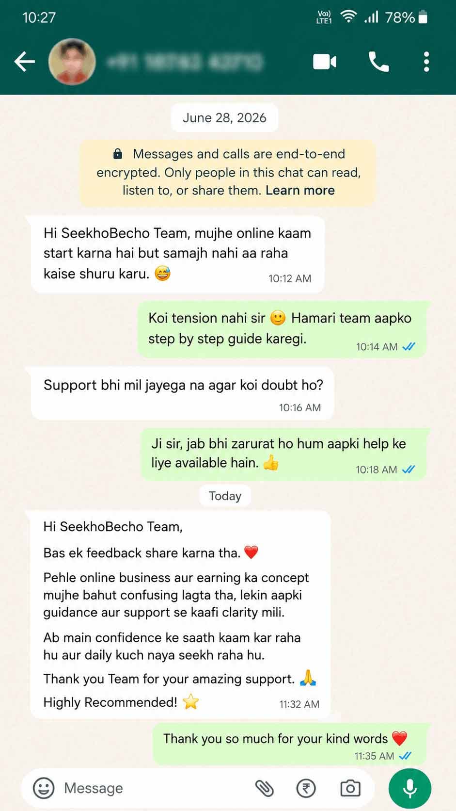 WhatsApp customer review 6