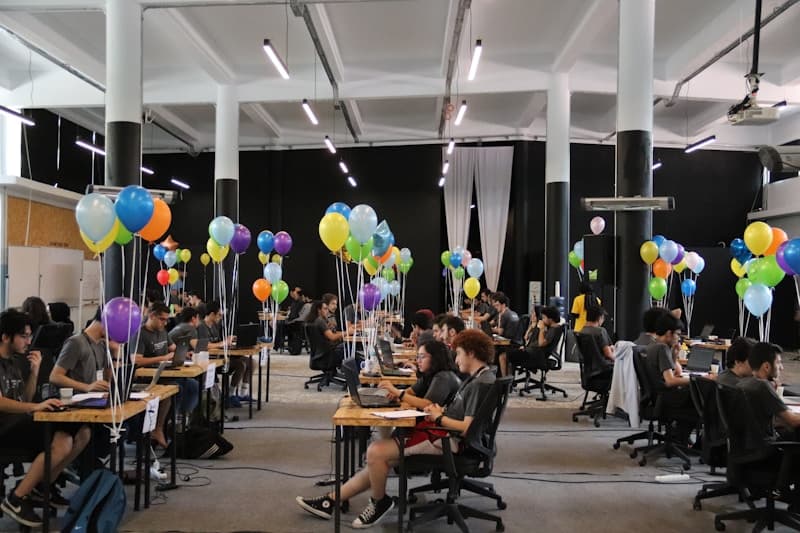 Office workspace with team