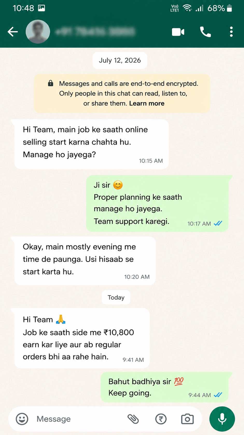 WhatsApp customer review 4