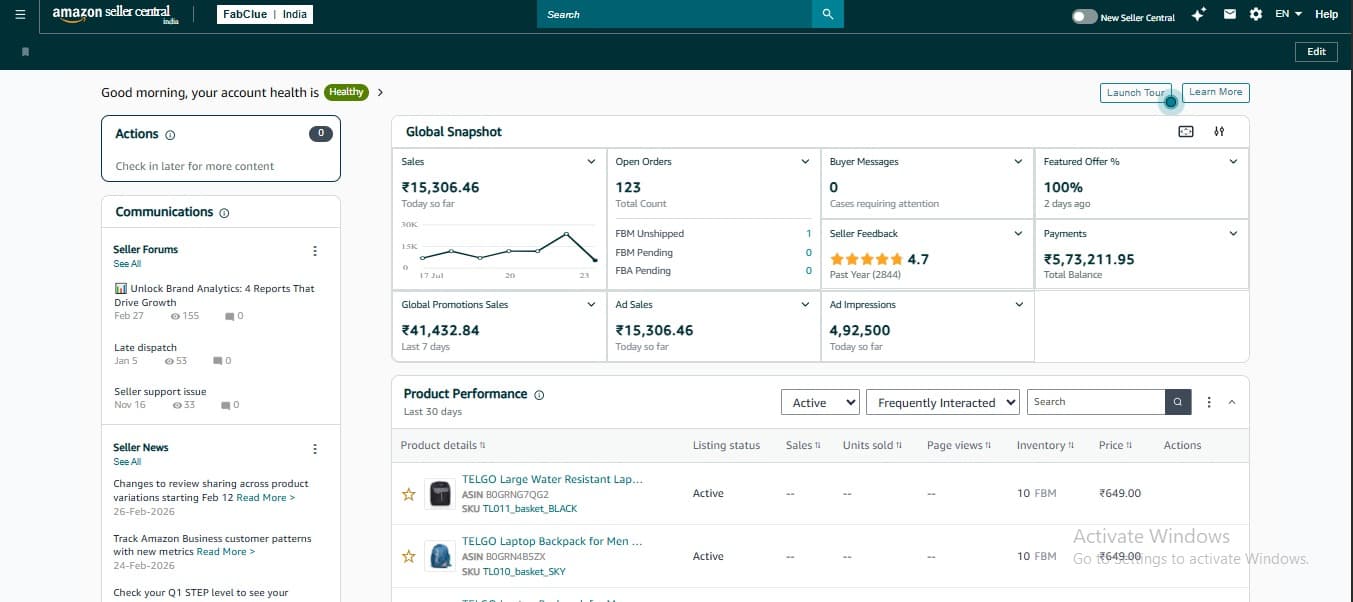 India seller dashboard results screenshot 2