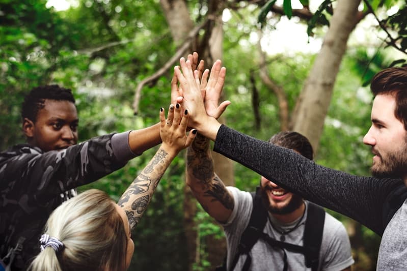 Team collaboration outdoors