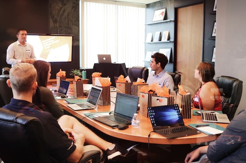 Team meeting in conference room